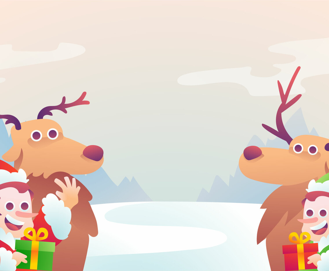 Deer and Dwarf Help Santa Background