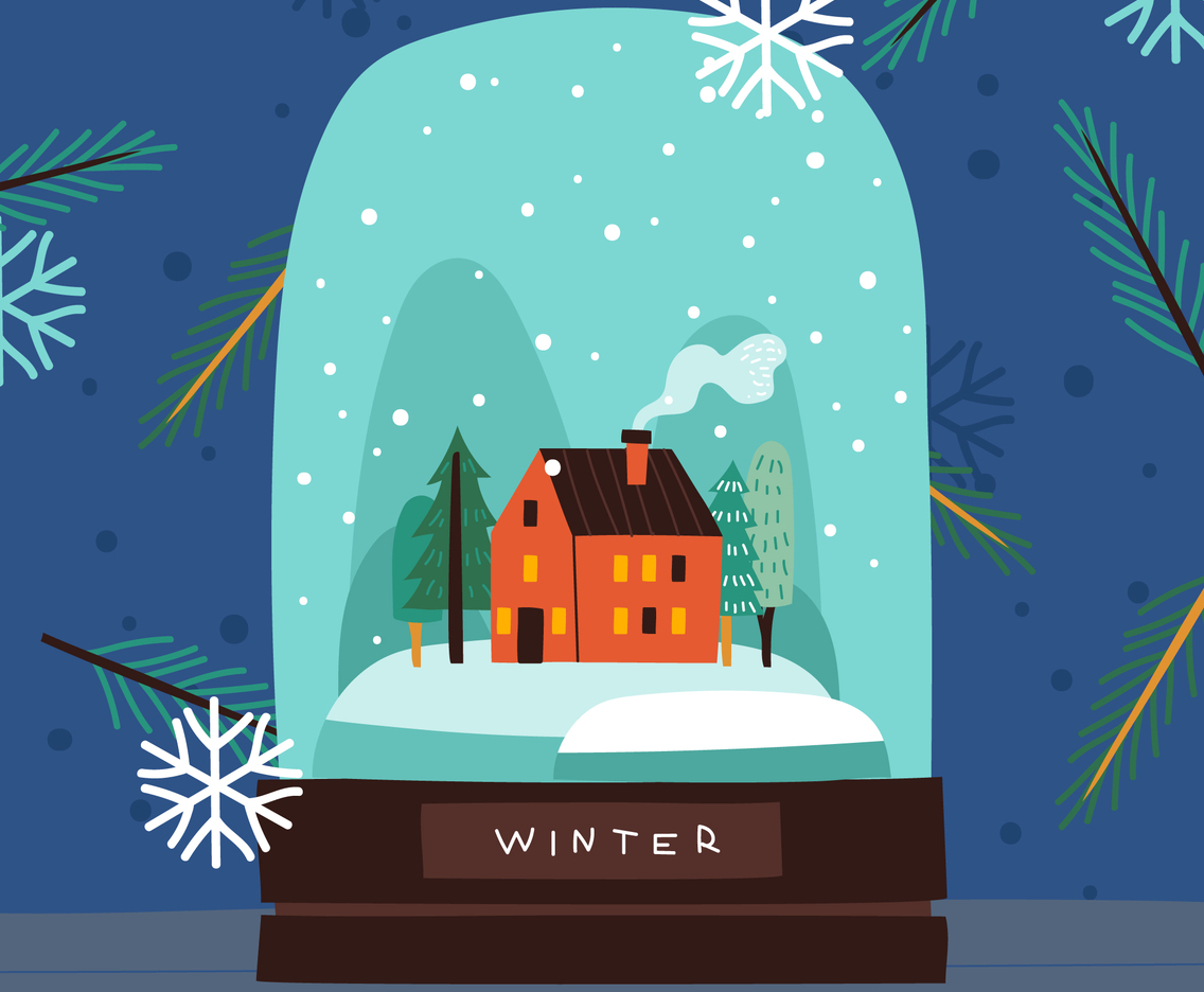 Hand-drawn Winter Glass Dome