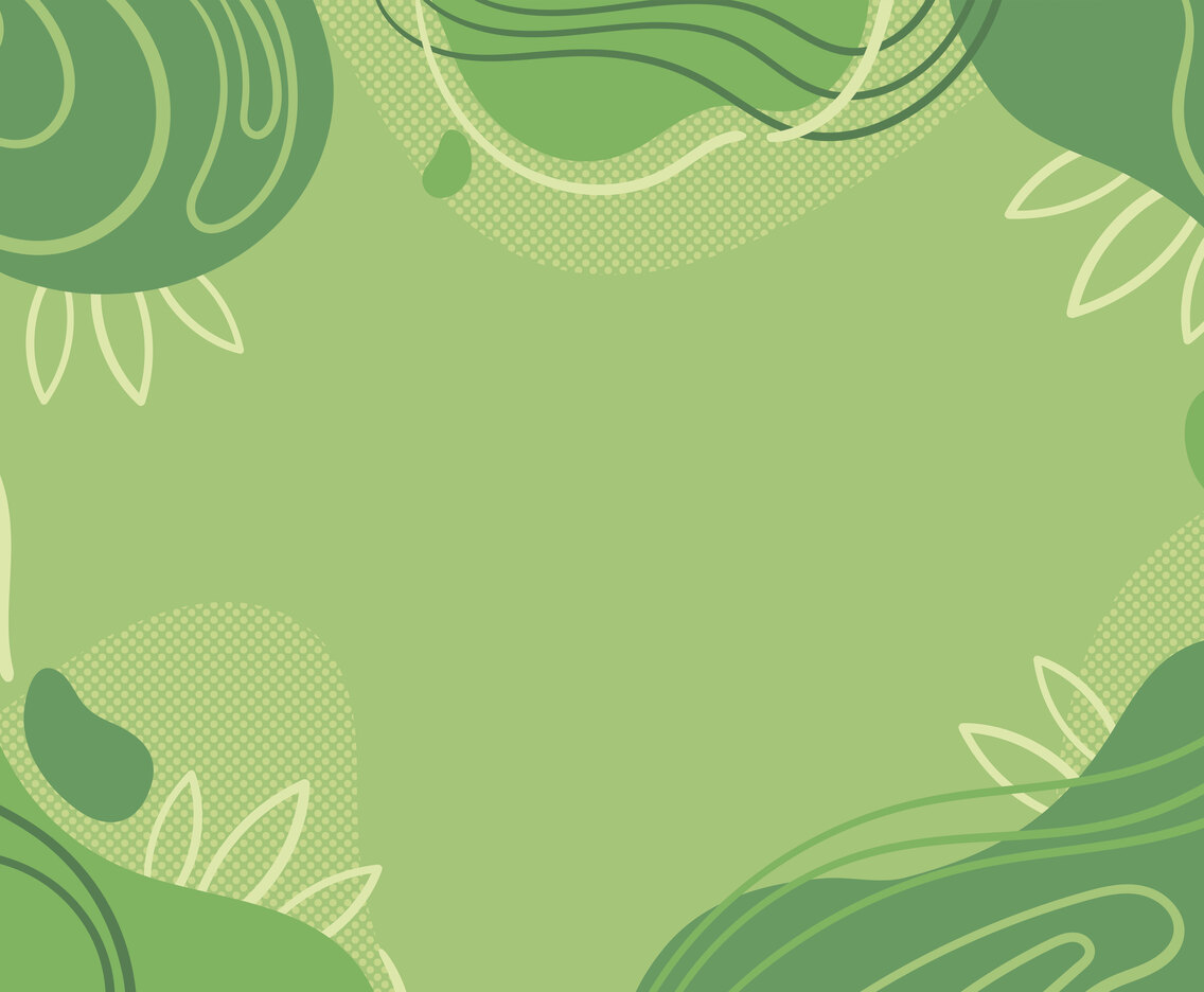 Abstract Green Background with Waves and Leave Accent
