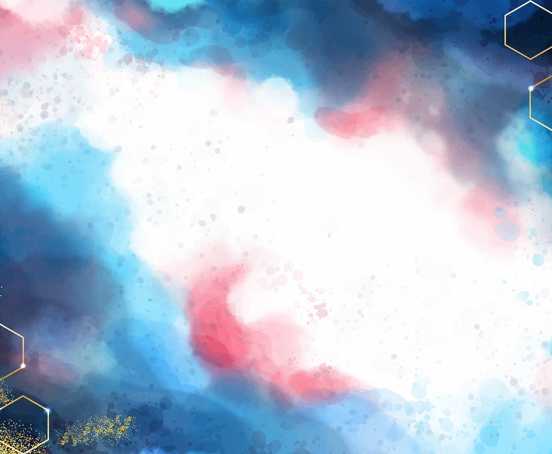 Cool Watercolor Background with Gold Metallic Glitter