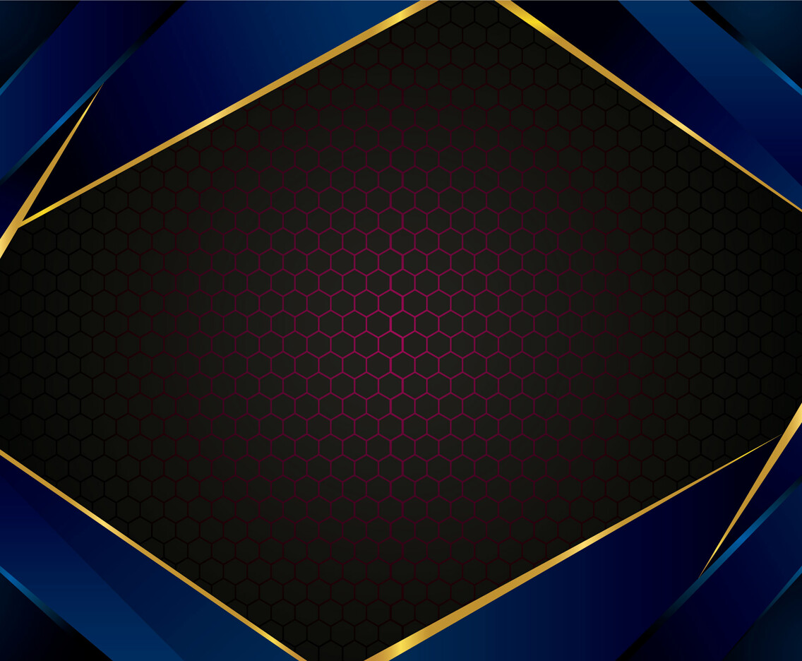 Dark Blue Gold Background with Honeycomb Mesh