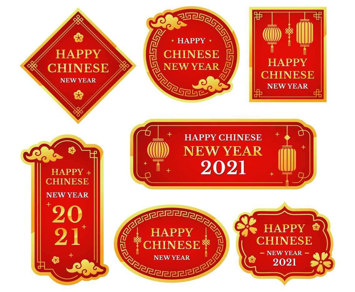Classic Happy Chinese New Year Label Sticker