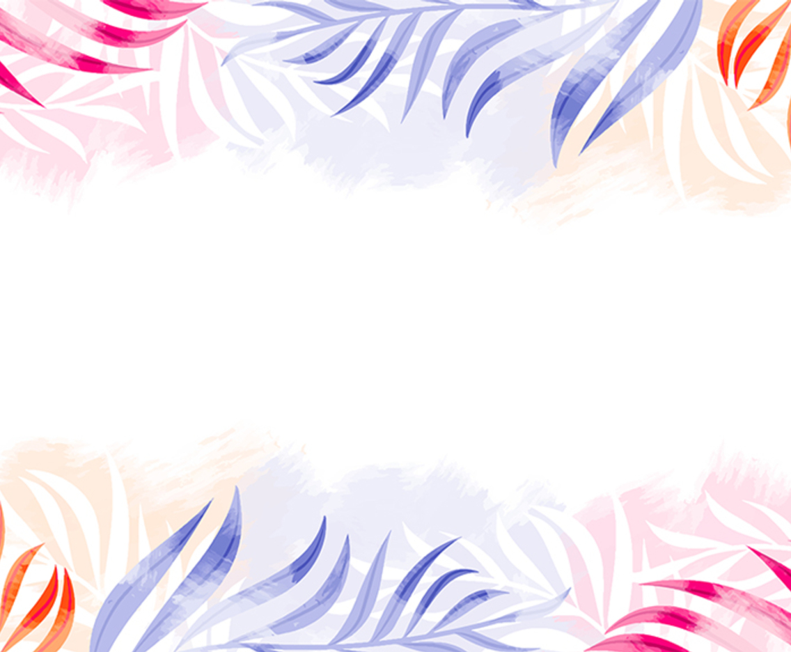Watercolor Background with Colorful Leaves