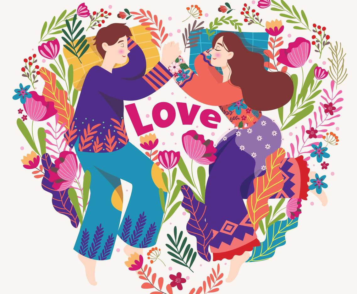 Love Each Other with Flowers Surrounded