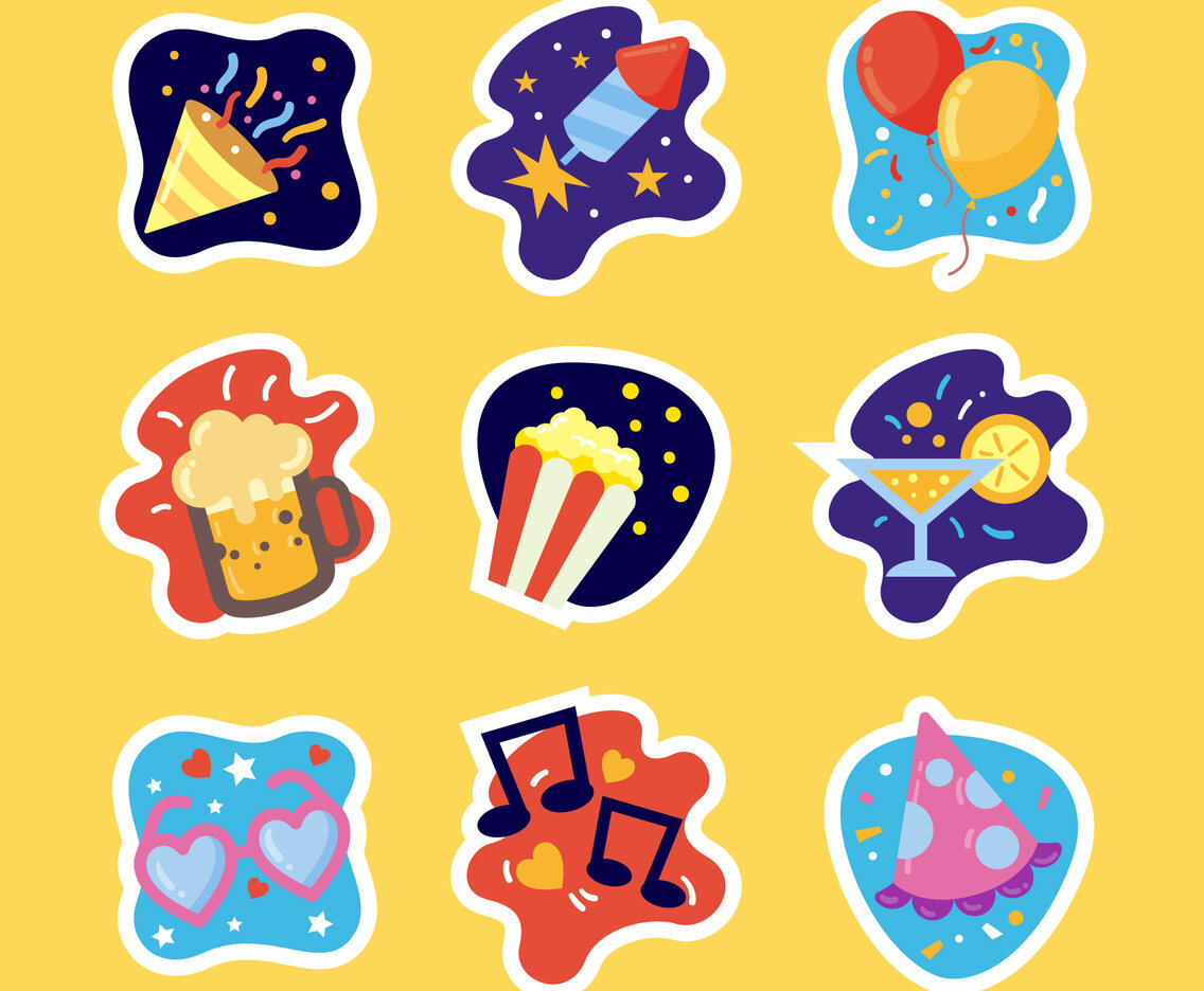 Sticker of New Year Festivity