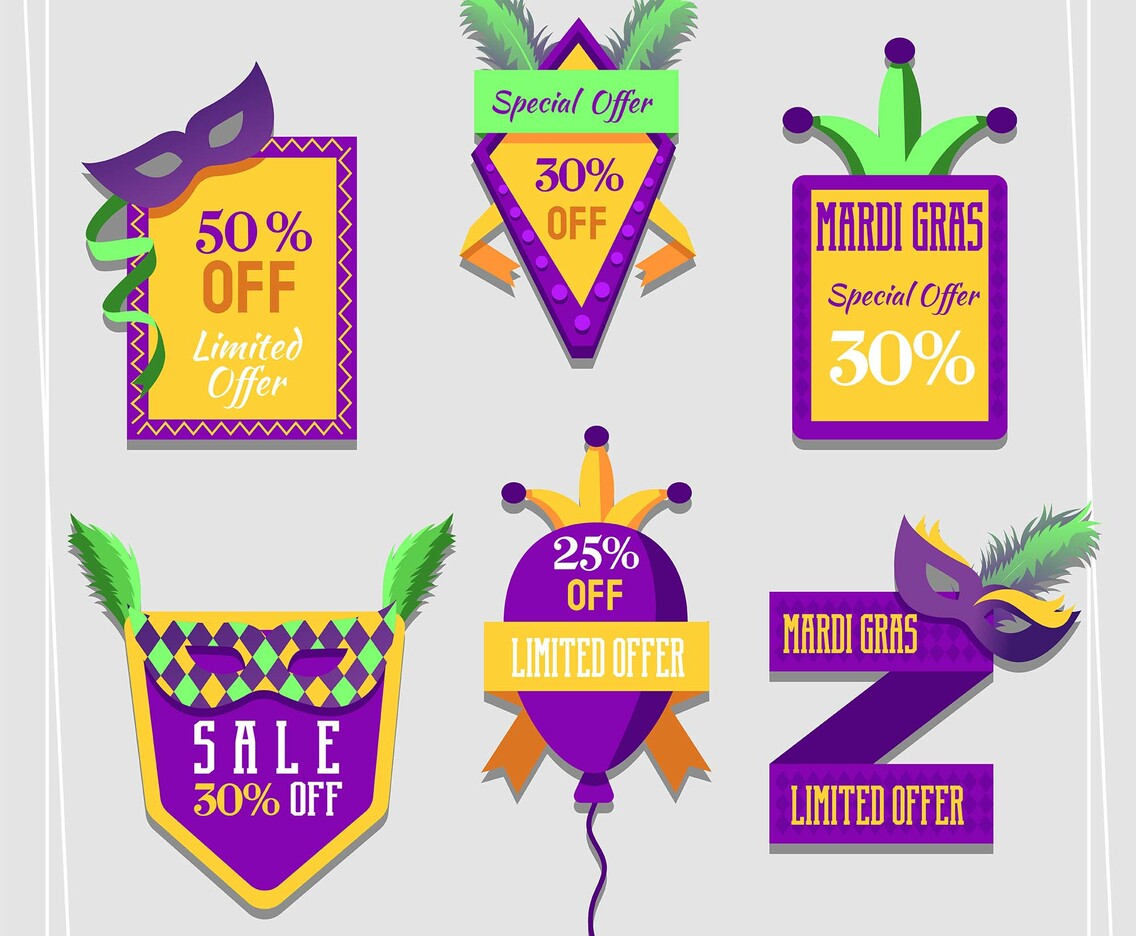 Happy Mardi Gras Sale Labels