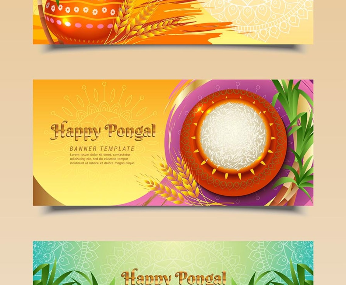 Happy Pongal Greetings Banner Templates
