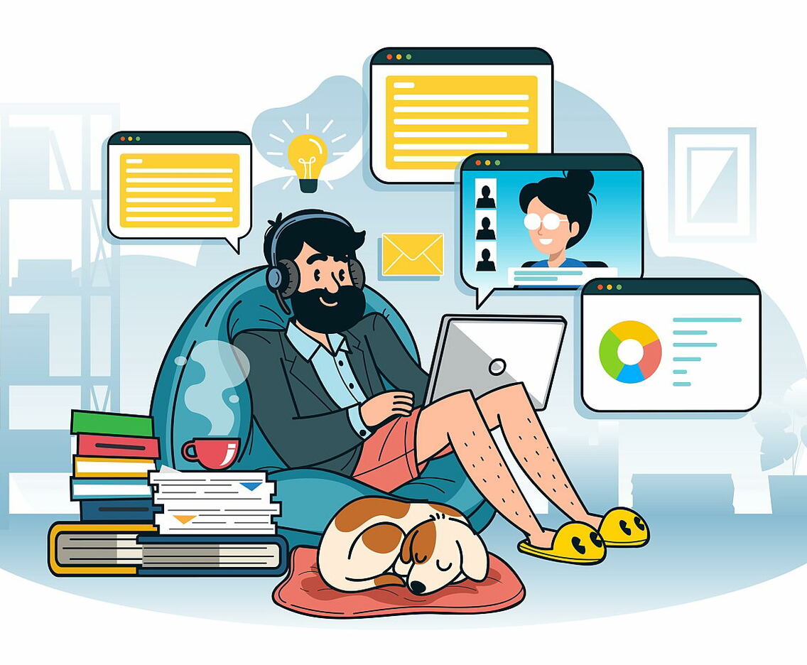 Man Working from Home During New Normal Concept