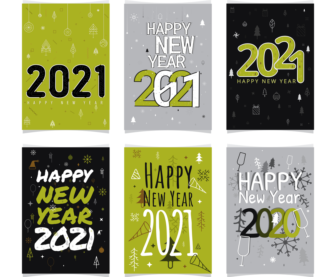 Commemorate of Happy New Year 2021 Cards Sets
