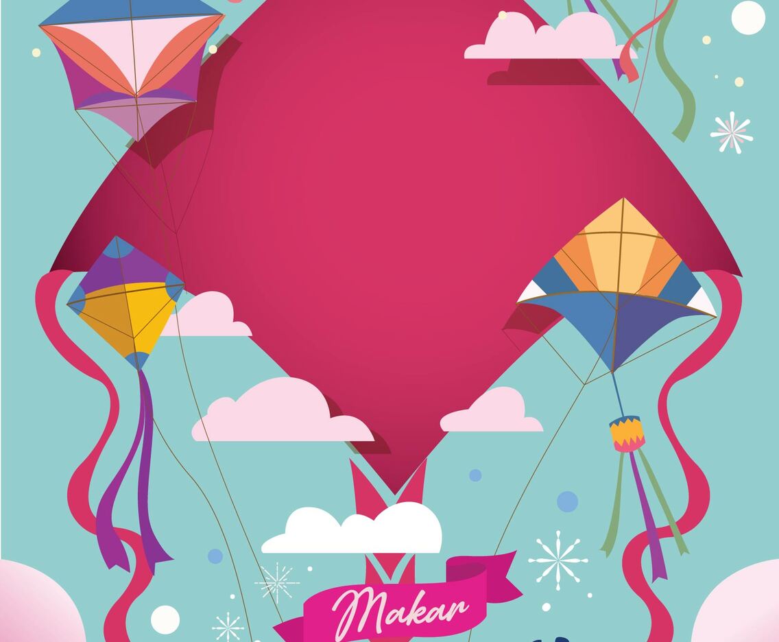 Happy Makar Sankranti with Kites Flying