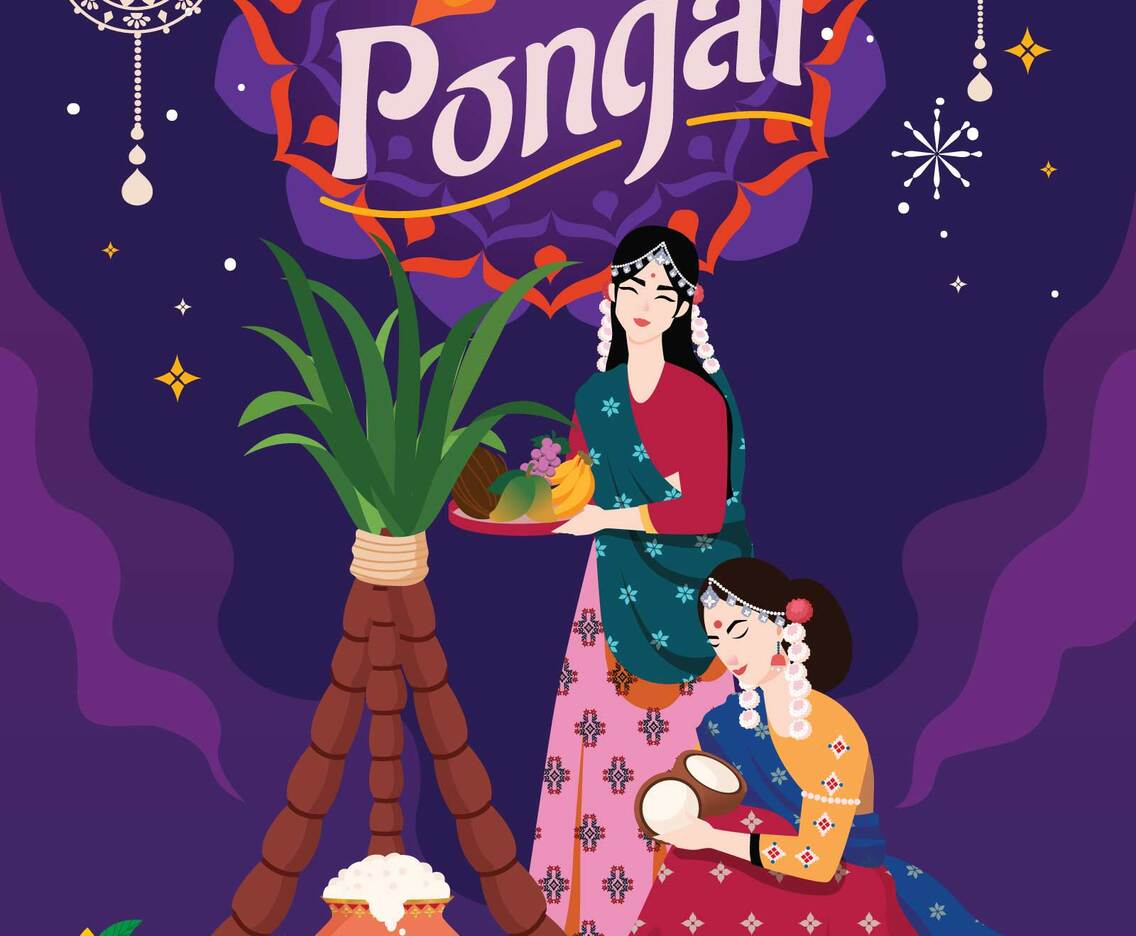 Two Girls Celebrating Pongal Festival