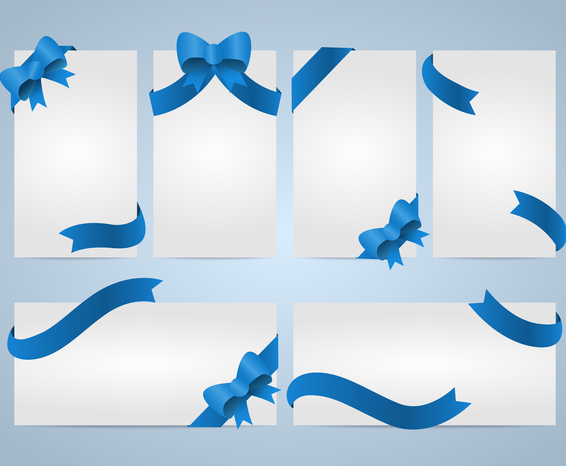 Cards Notes Blue Ribbon Set