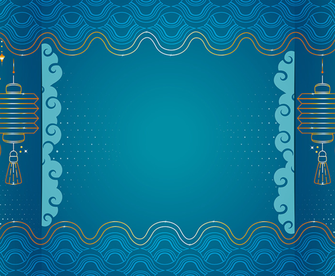Festive Background with Gold Lanterns