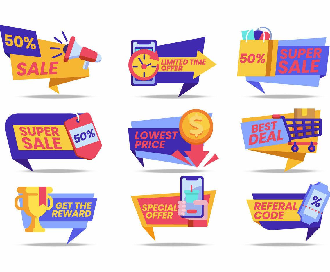 Set of Marketing labels