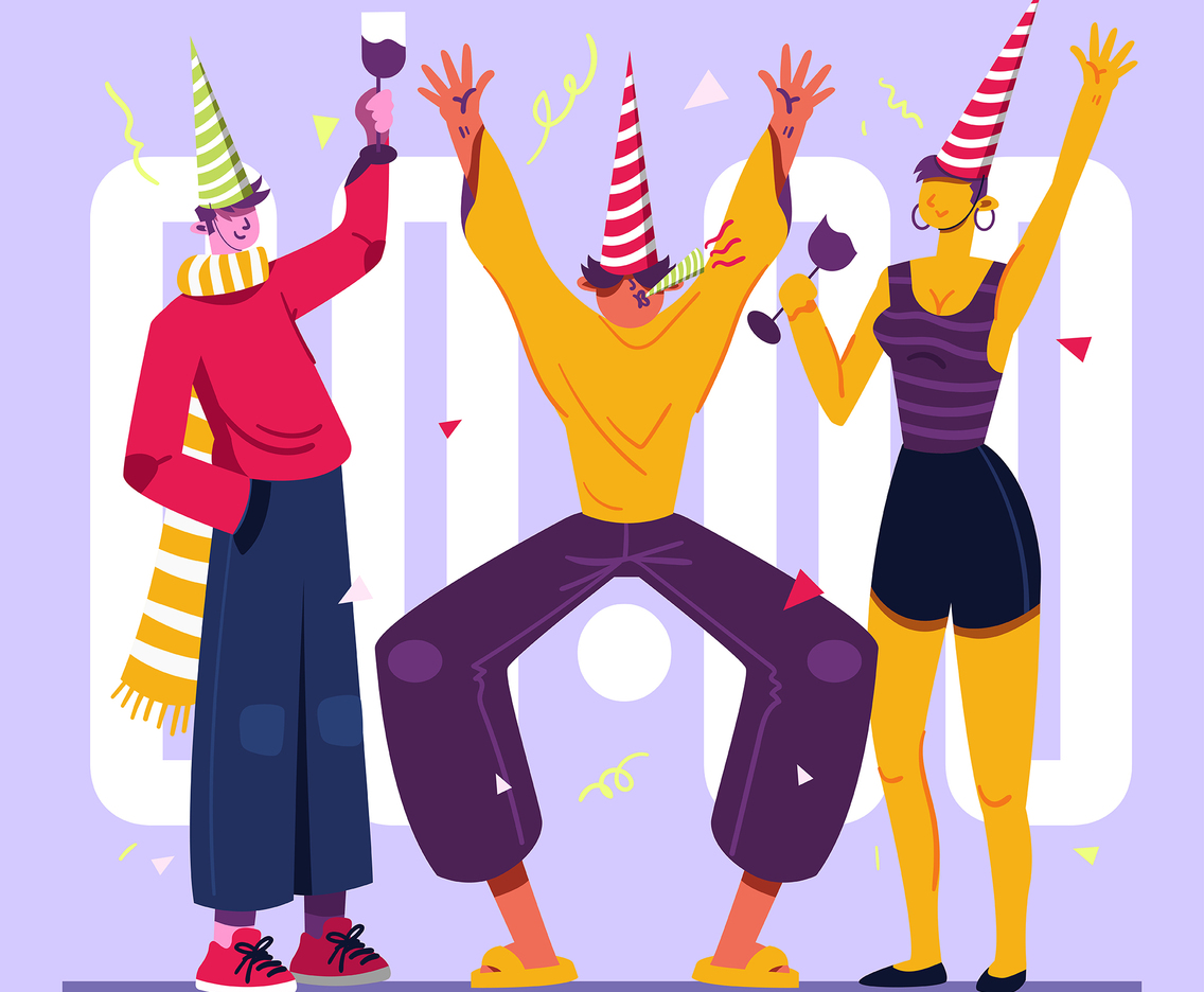 Midnight New Year Celebration With Friends
