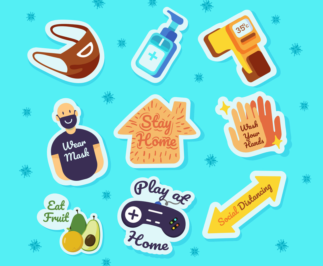 Set of New Normal Cartoon Sticker Collection