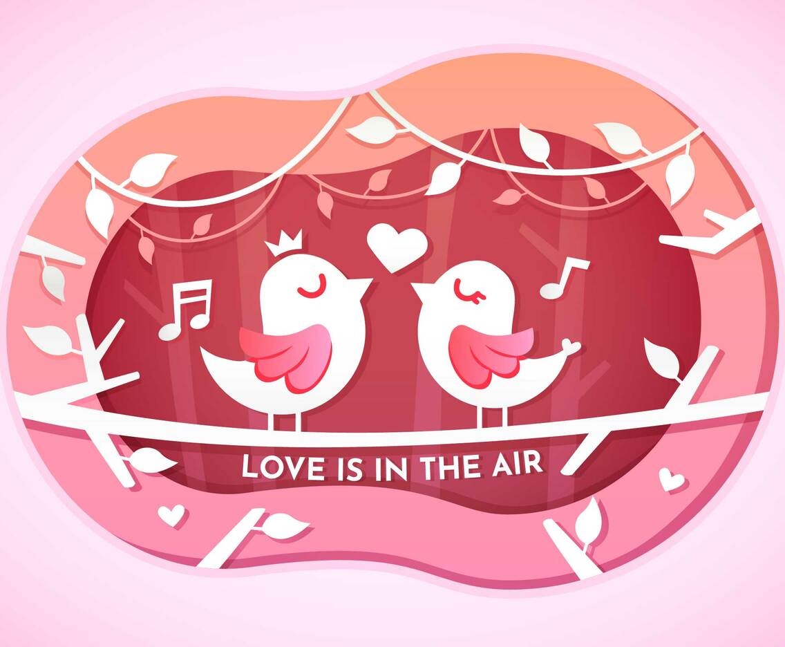Valentine day in paper style illustrations