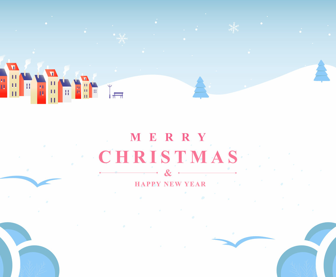 White Winter Christmas City Minimalist Background