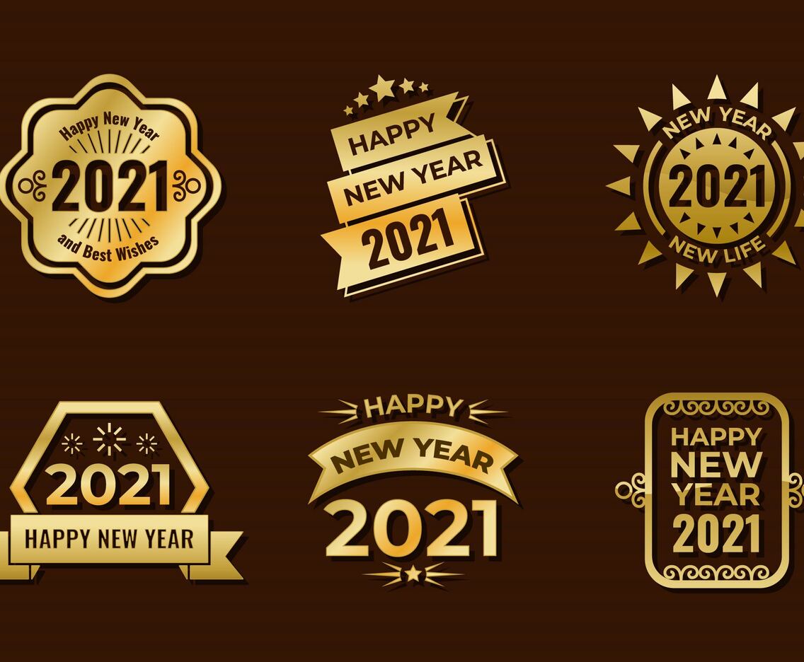 New Year Golden Labels