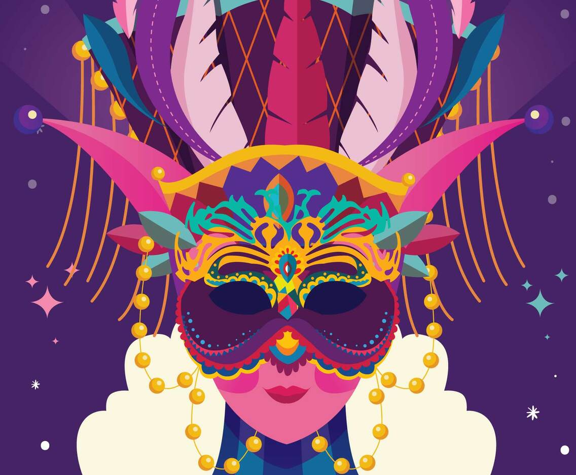 Purple and Pink Mardi Gras Mask