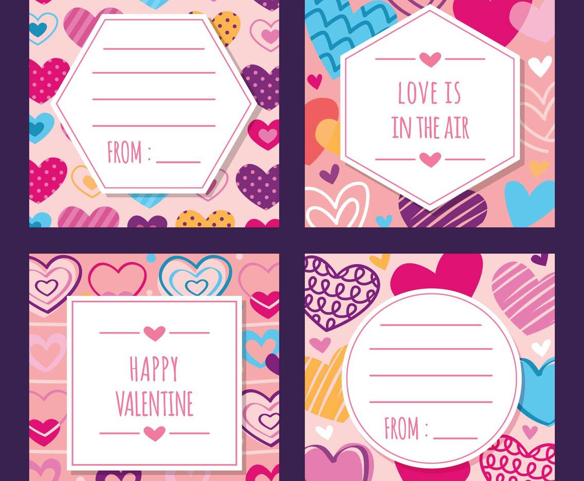 Hand-drawn Valentine Giftcard Collection