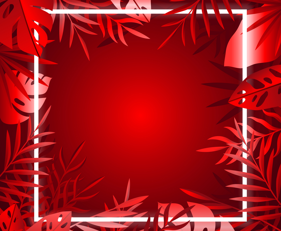 Red Leaves Neon Frame