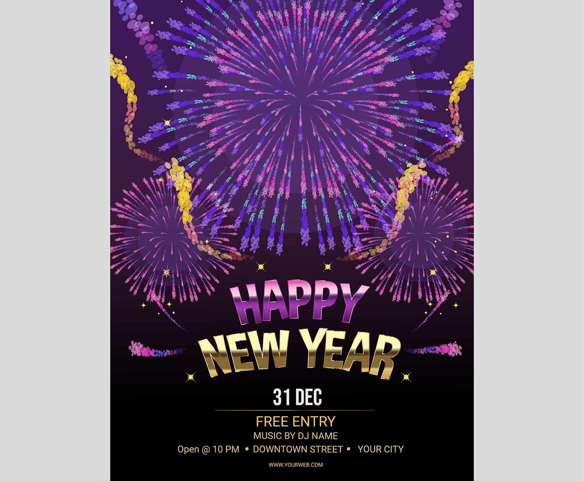 Fantastic Fireworks for New Year Celebration Poster