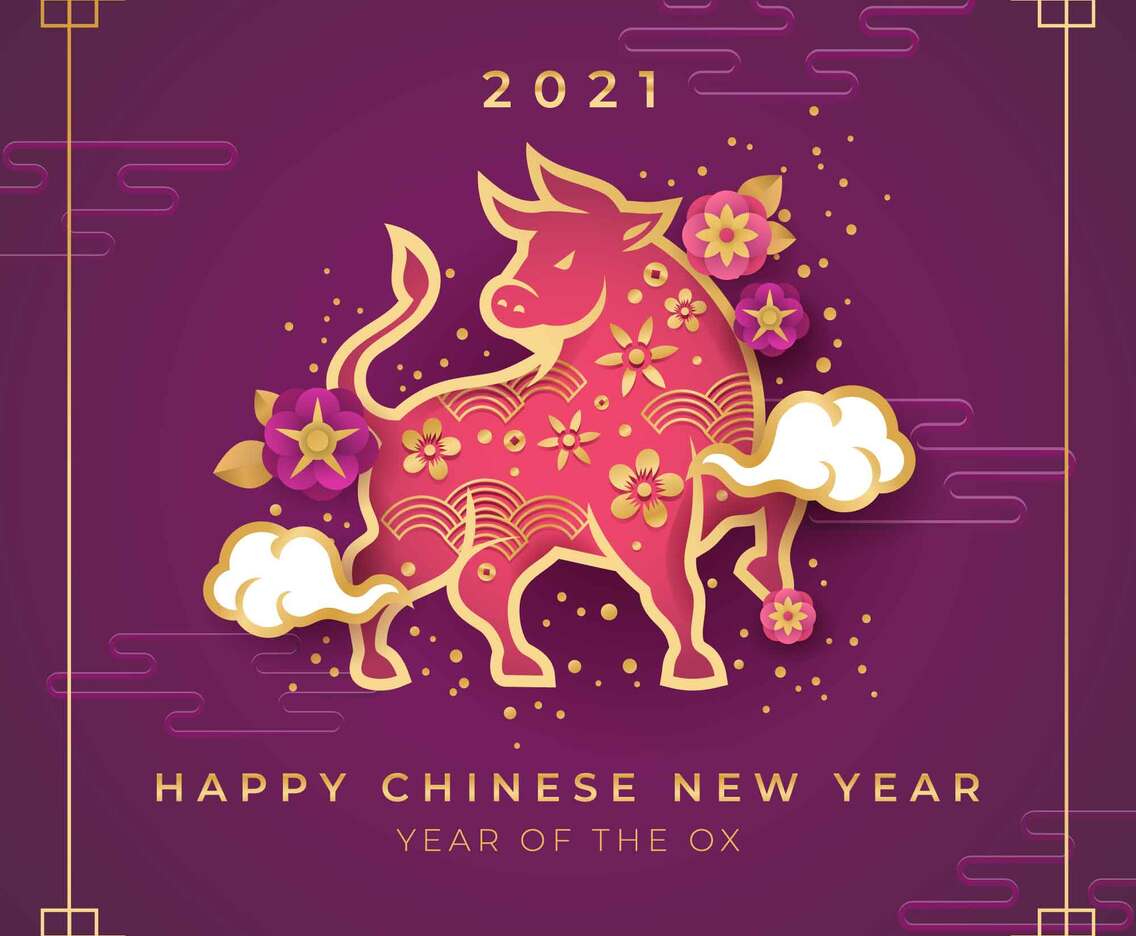 Golden Ox Chinese New Year Paper Cut