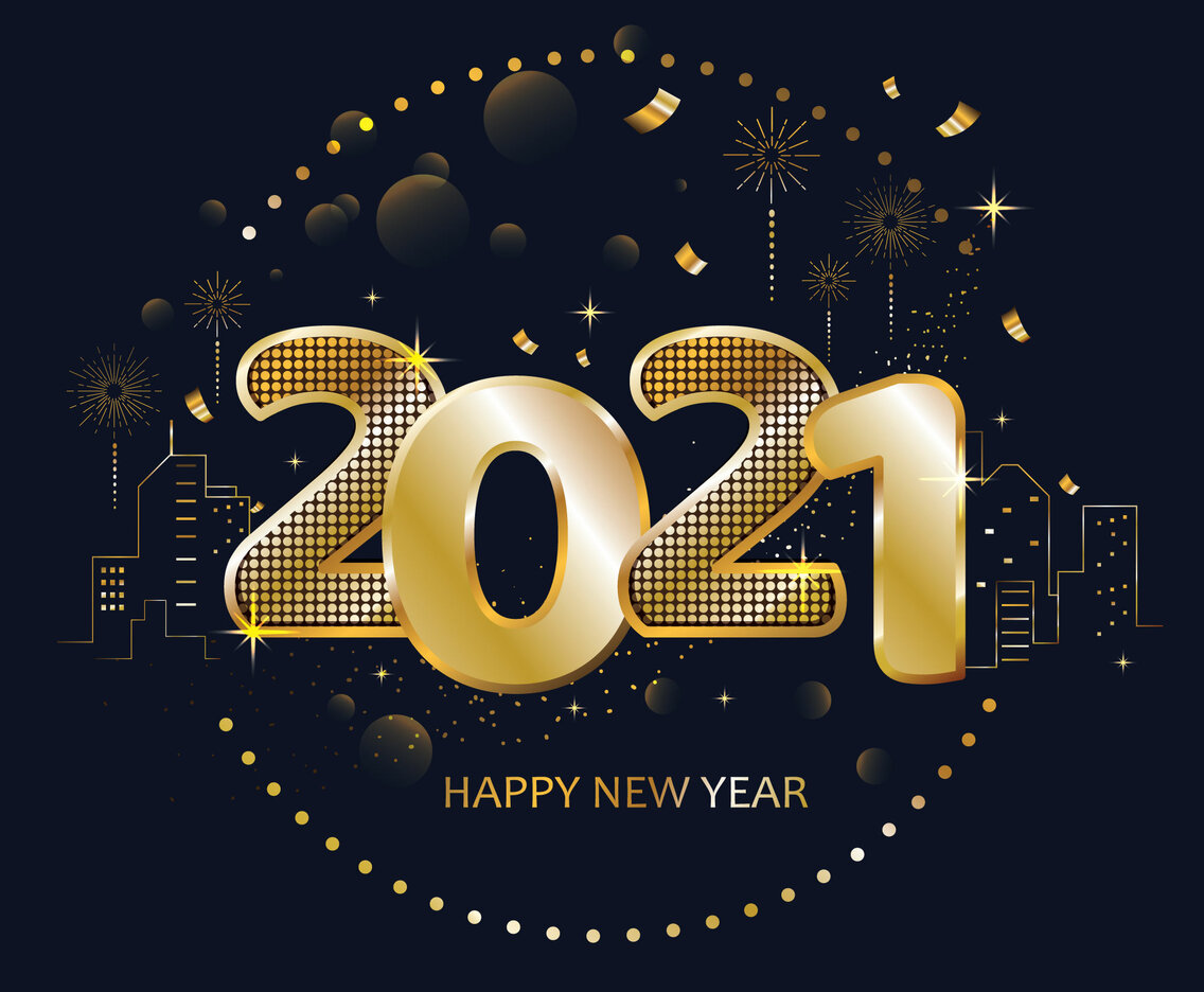 Happy New Year 2021 with Luxurious Gold Color