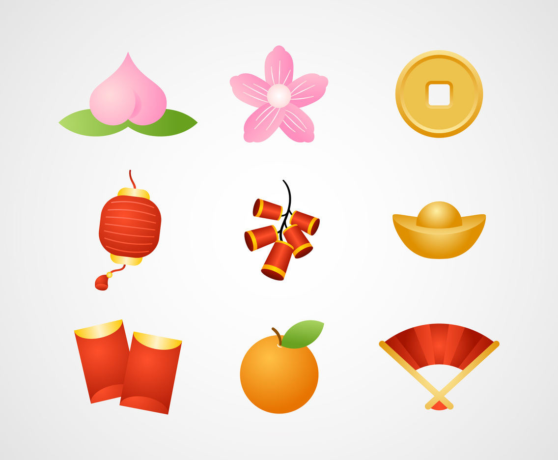 Chinese New Year Festivity Gradient Icons