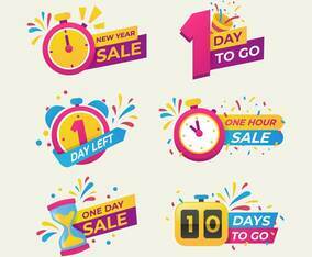 Countdown Stickers Samples New Year Countdown Stickers Collection Set Vector Art & Graphics ...