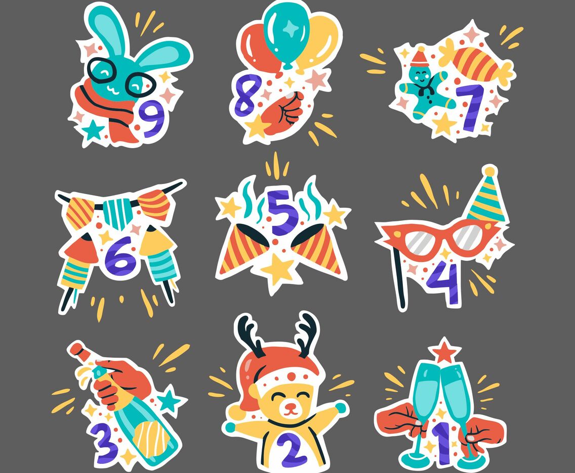 New Year Countdown Cute Stickers