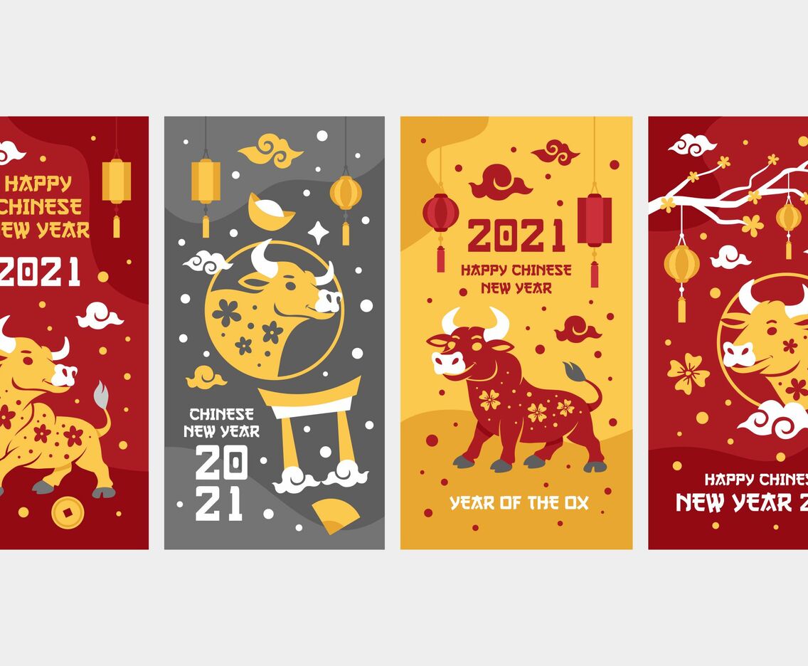 Golden Ox Chinese New Year Greeting Cards