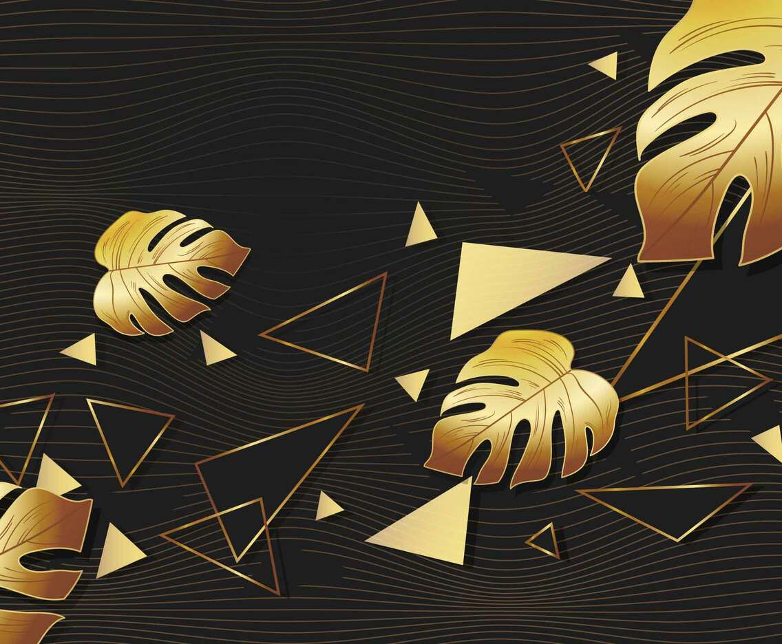 Gold Polygonal Leaf Background