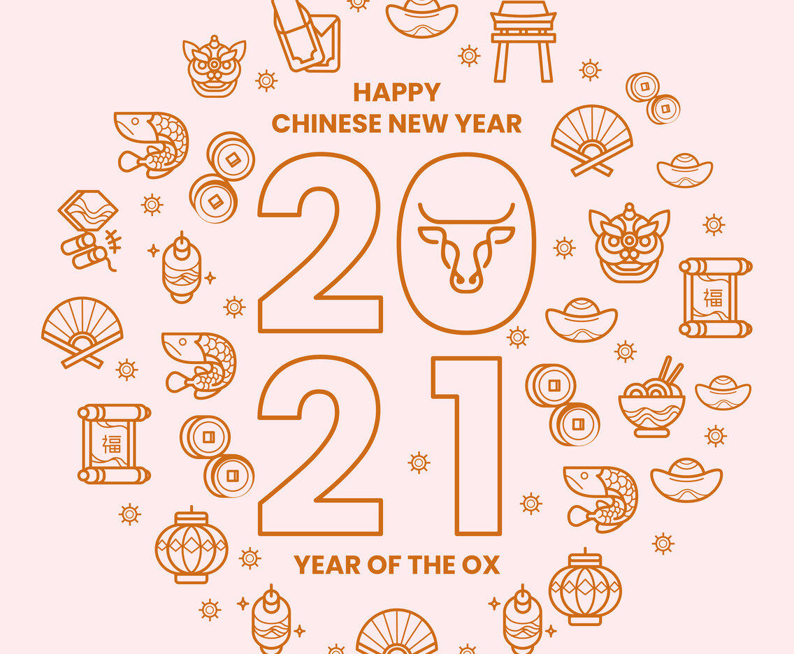 Gold Minimalist Line Chinese Festival Set Icon