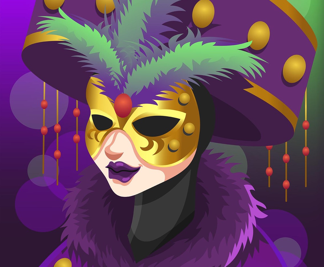 Mysterious Lady In Golden Mask Illustration