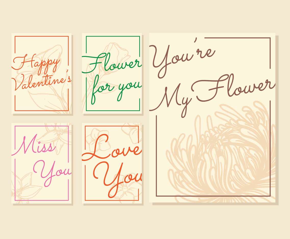 Valentine Card With Flower Silhouette Background