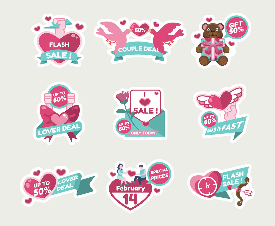 Set of valentine Sale Labels