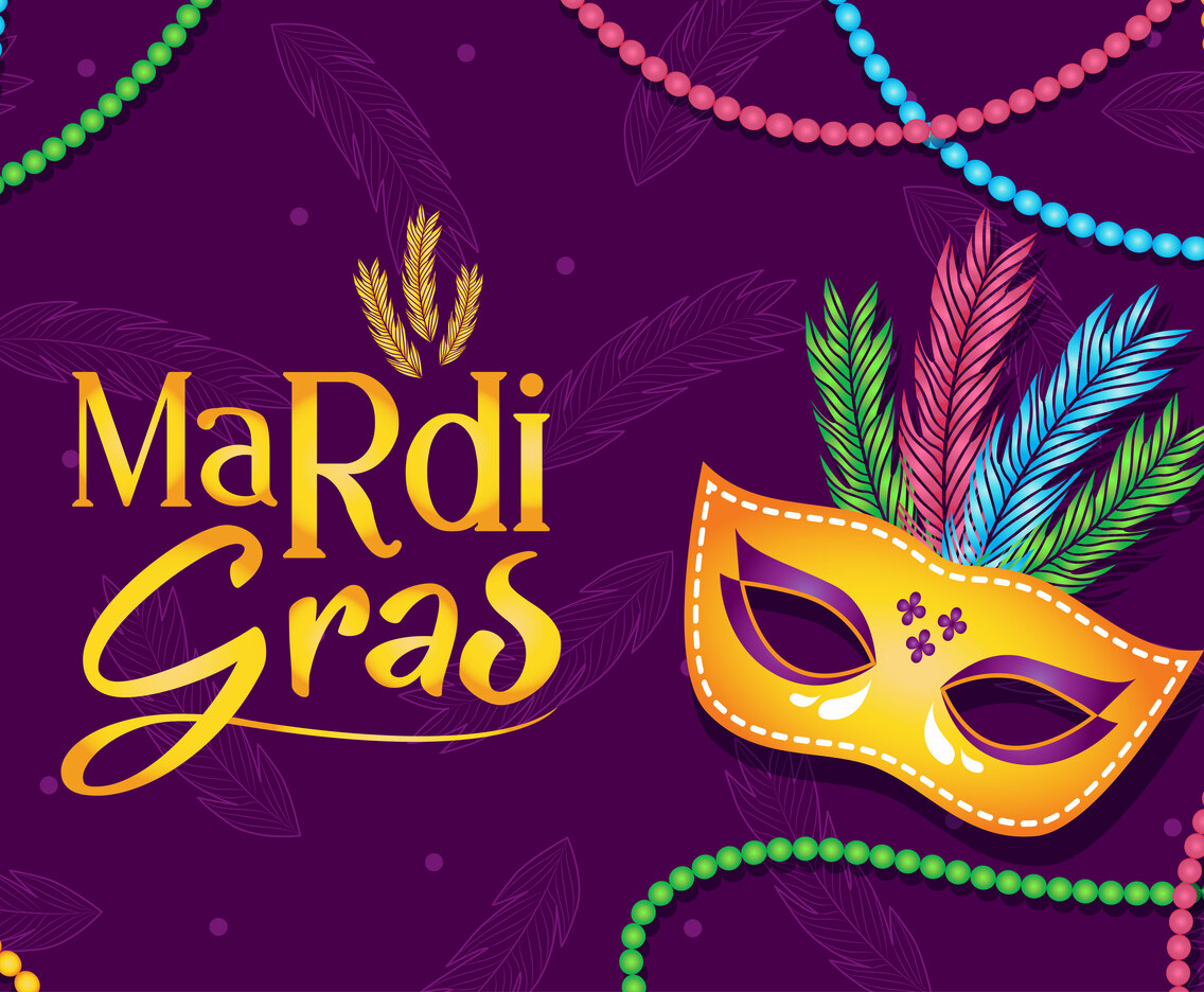 Mardi Gras Mask and Beads