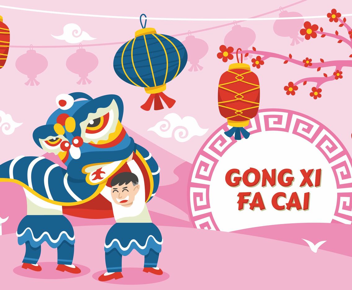 Lion Dance Gong Xi Fa Cai Greeting