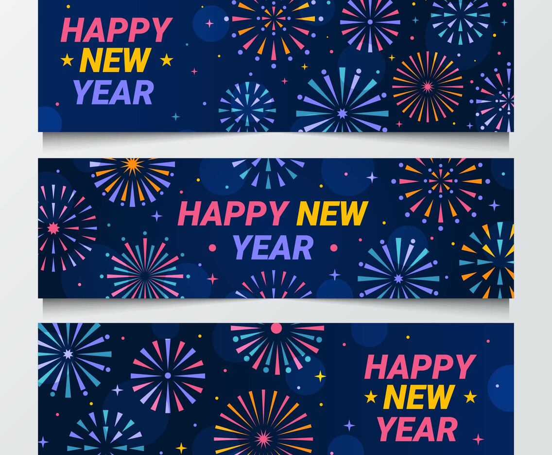 New Year Fireworks Banner Design
