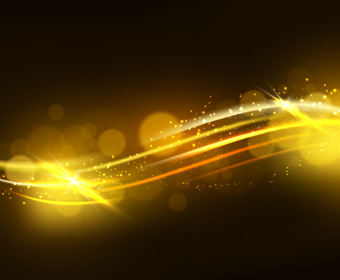 Sparkling gold wave on dark brown background