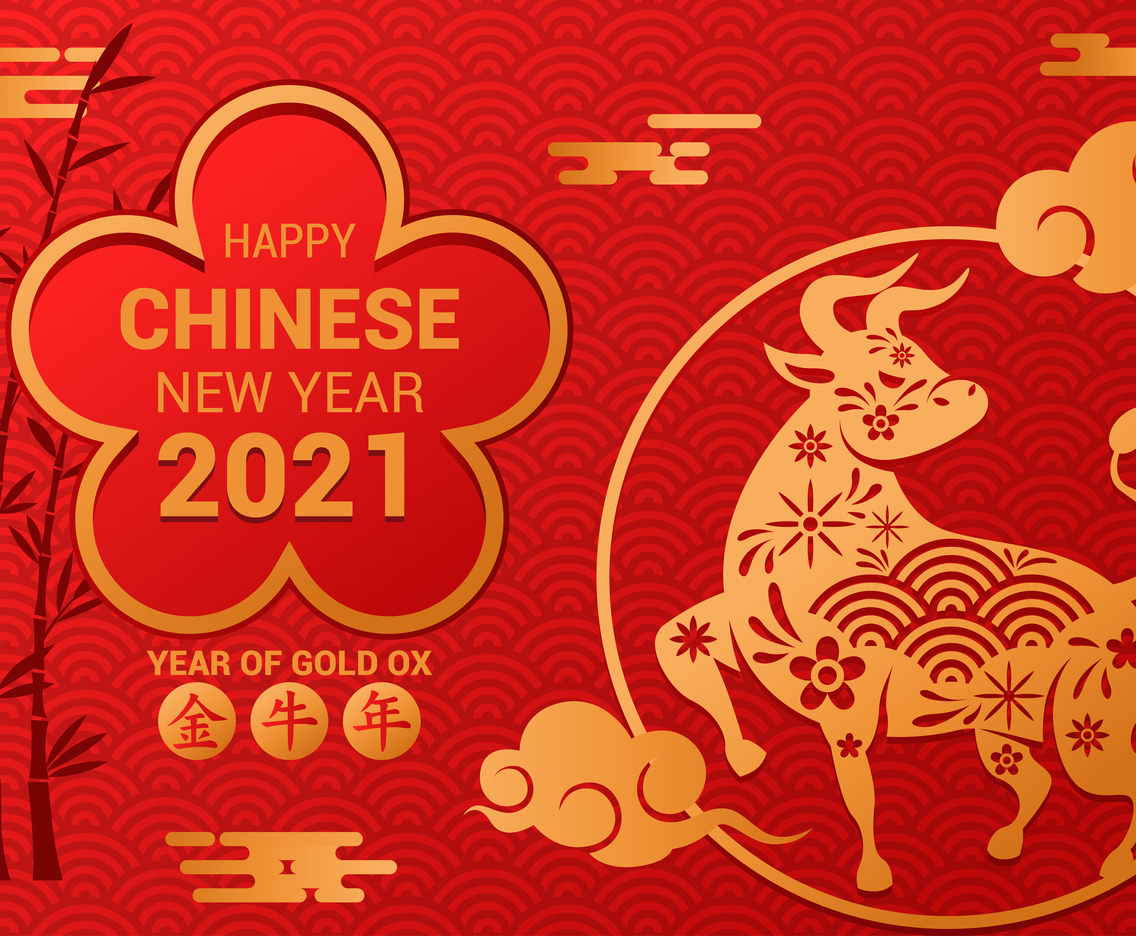 Red Background of Chinese Year of Gold Ox
