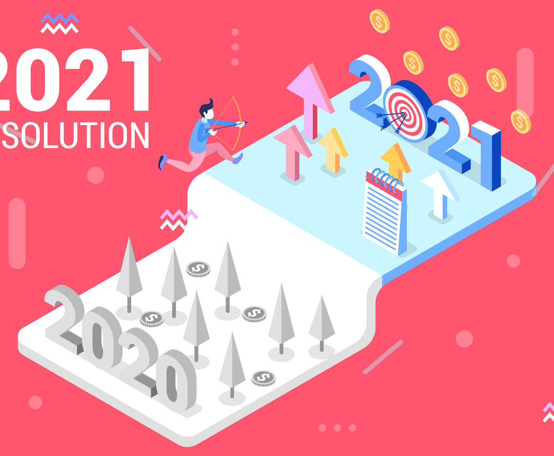 Isometric Illustration of New Year Resolution