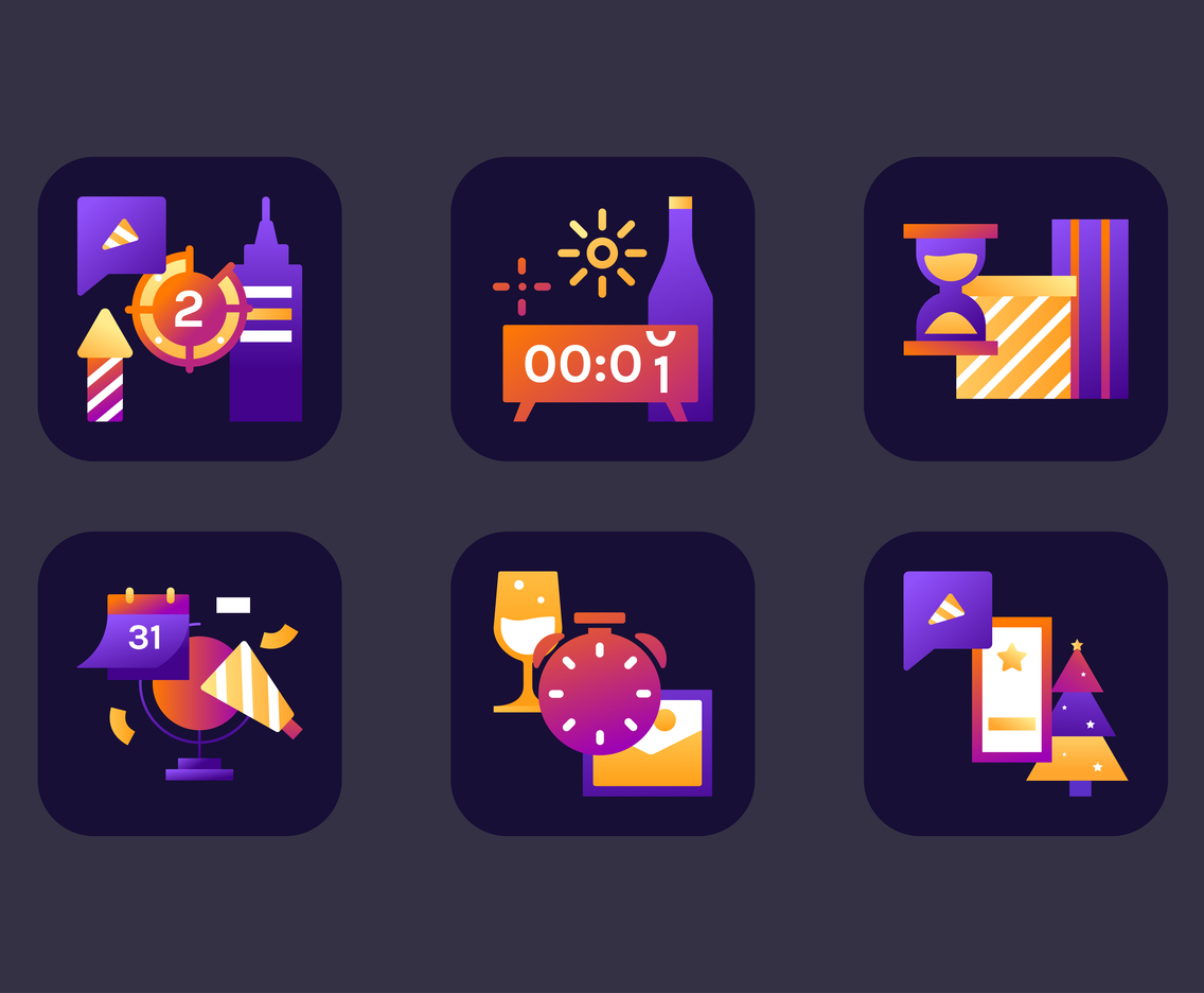 Purple Retro New Year Countdown