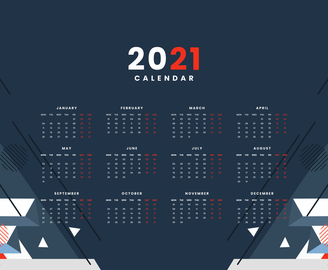 Abstract Techno Geometric 2021 Calendar Concept