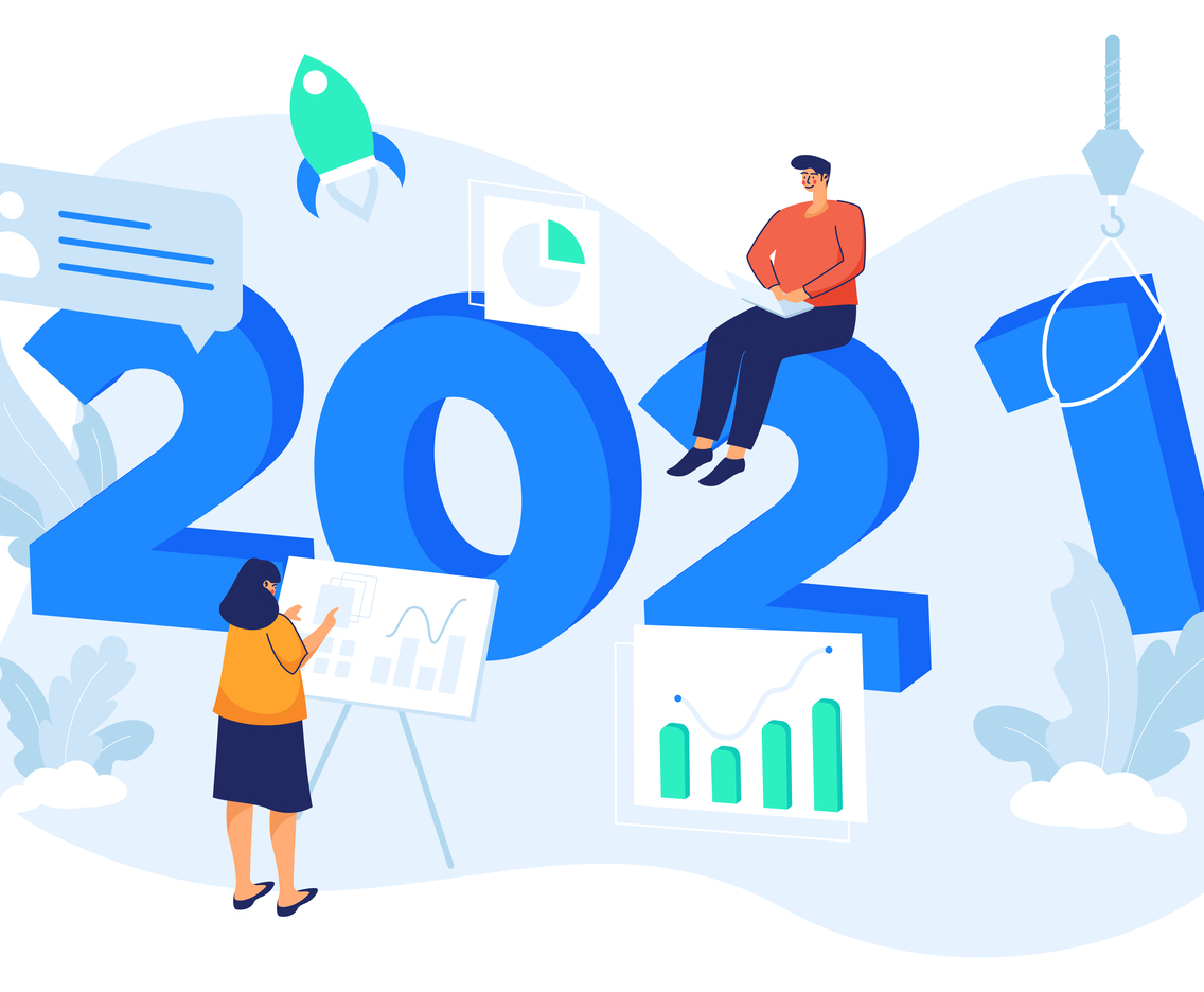 Happy New Year 2021 Business Goals Concept