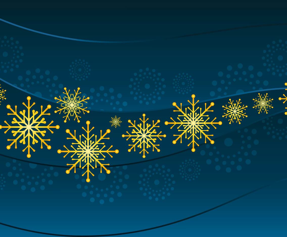 Elegant Gradient Blue Gold Snowflakes Concept