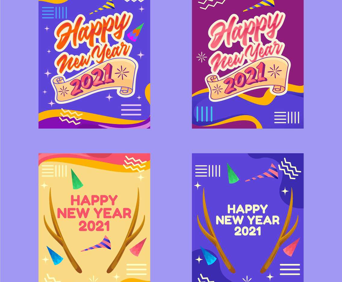 New Year Card With Pink And Blue Accent