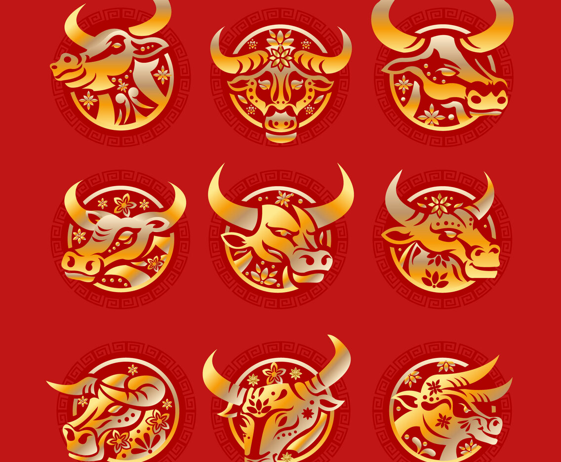 Set of Golden Ox Labels